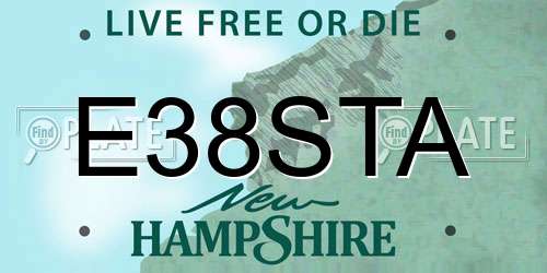 E38STA New Hampshire License Plate