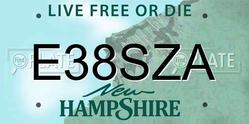 E38SZA New Hampshire License Plate