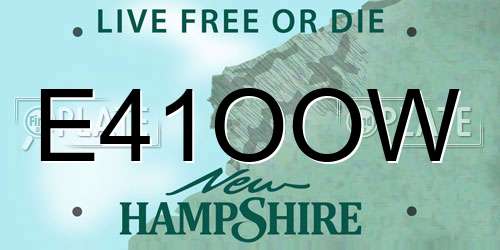 E41OOW New Hampshire License Plate