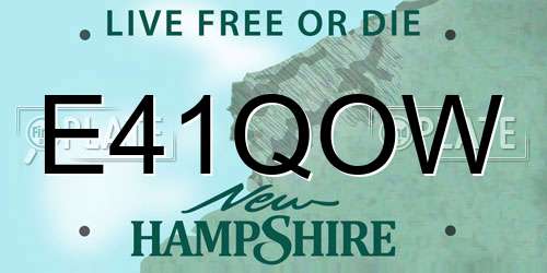 E41QOW New Hampshire License Plate