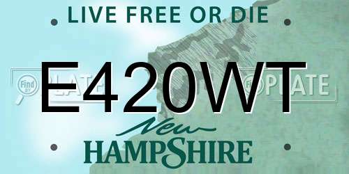 E420WT New Hampshire License Plate