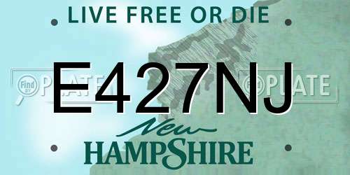 E427NJ New Hampshire License Plate