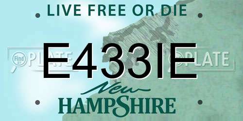 E433IE New Hampshire License Plate