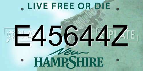 E45644Z New Hampshire License Plate