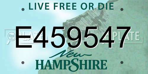 E459547 New Hampshire License Plate