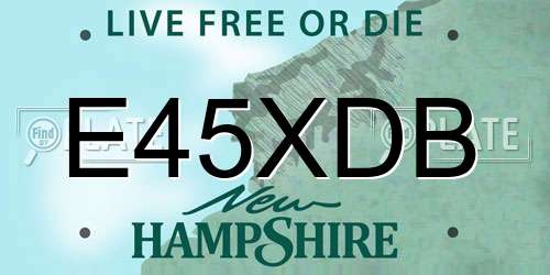 E45XDB New Hampshire License Plate