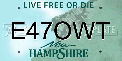 E47OWT New Hampshire License Plate