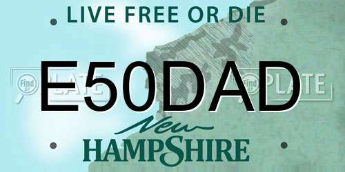 E50DAD New Hampshire License Plate