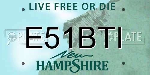 E51BTI New Hampshire License Plate