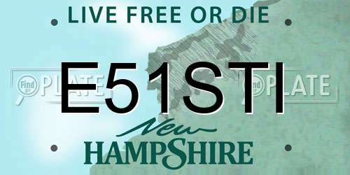 E51STI New Hampshire License Plate