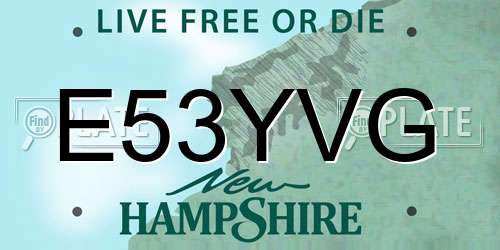 E53YVG New Hampshire License Plate