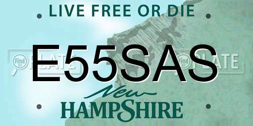 E55SAS New Hampshire License Plate
