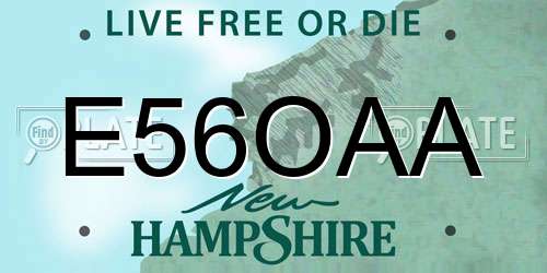 E56OAA New Hampshire License Plate