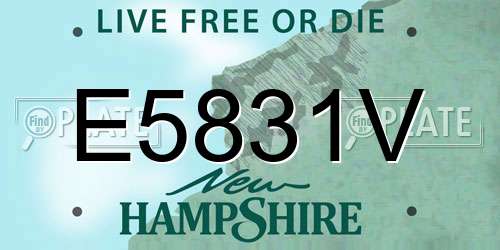 E5831V New Hampshire License Plate