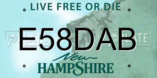 E58DAB New Hampshire License Plate