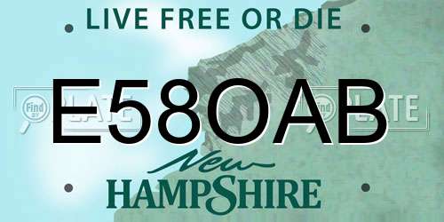 E58OAB New Hampshire License Plate