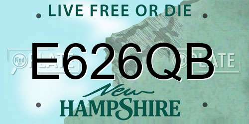 E626QB New Hampshire License Plate