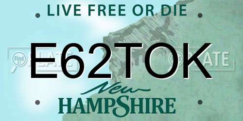E62TOK New Hampshire License Plate