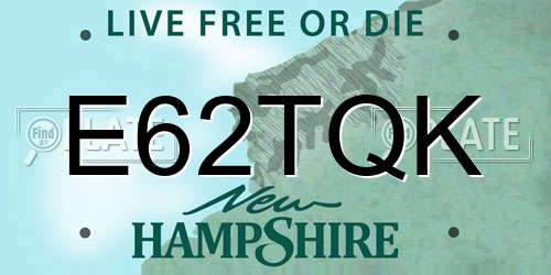 E62TQK New Hampshire License Plate