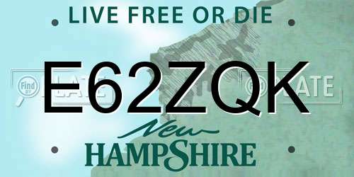 E62ZQK New Hampshire License Plate