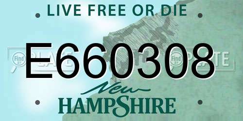E660308 New Hampshire License Plate