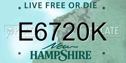 E6720K New Hampshire License Plate
