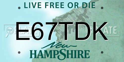E67TDK New Hampshire License Plate