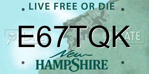 E67TQK New Hampshire License Plate