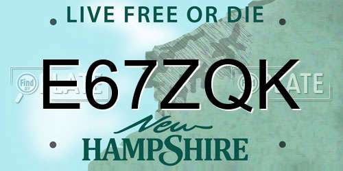 E67ZQK New Hampshire License Plate