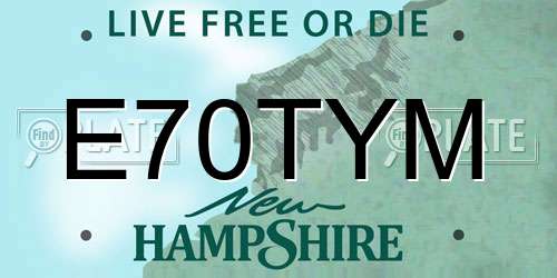 E70TYM New Hampshire License Plate