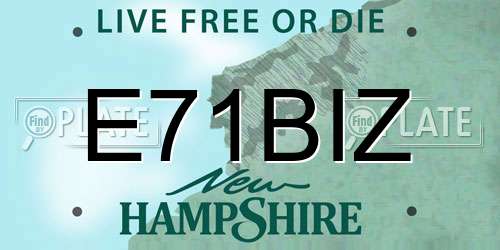 E71BIZ New Hampshire License Plate