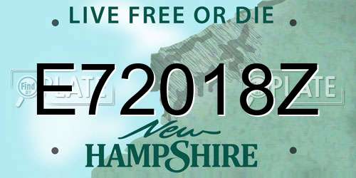 E72018Z New Hampshire License Plate