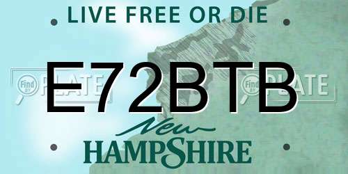 E72BTB New Hampshire License Plate