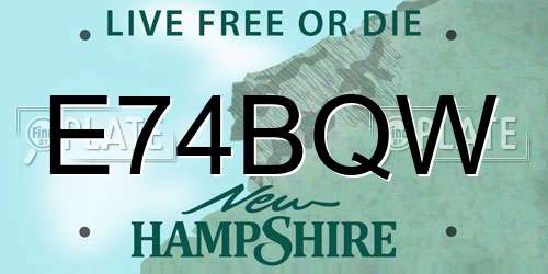 E74BQW New Hampshire License Plate