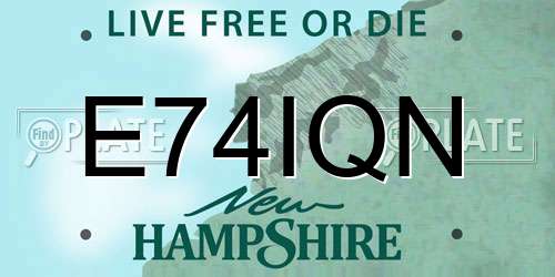 E74IQN New Hampshire License Plate