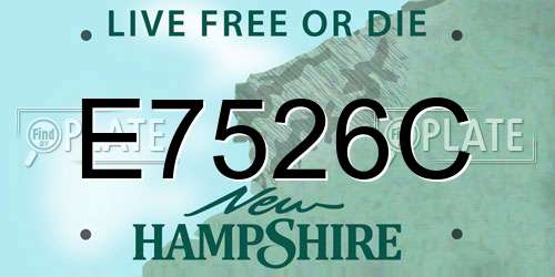 E7526C New Hampshire License Plate