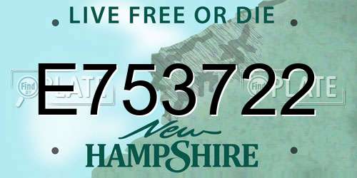 E753722 New Hampshire License Plate