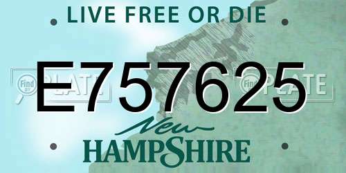 E757625 New Hampshire License Plate