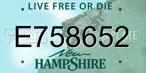 E758652 New Hampshire License Plate