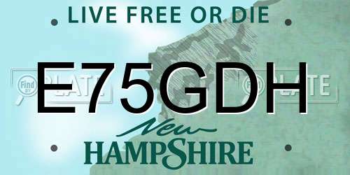E75GDH New Hampshire License Plate