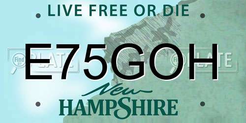 E75GOH New Hampshire License Plate