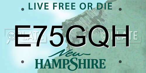 E75GQH New Hampshire License Plate