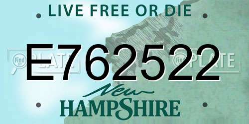 E762522 New Hampshire License Plate