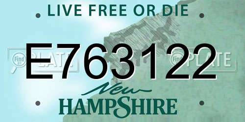 E763122 New Hampshire License Plate