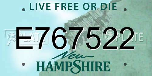 E767522 New Hampshire License Plate
