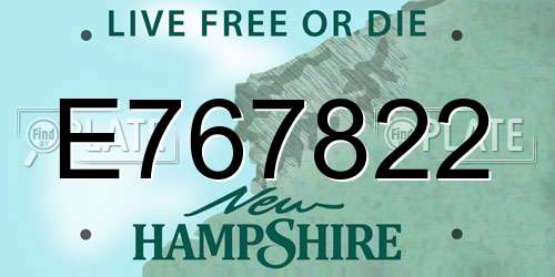E767822 New Hampshire License Plate
