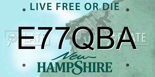 E77QBA New Hampshire License Plate