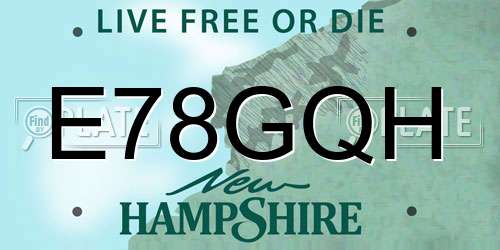 E78GQH New Hampshire License Plate