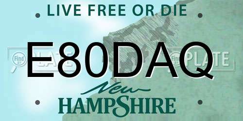 E80DAQ New Hampshire License Plate