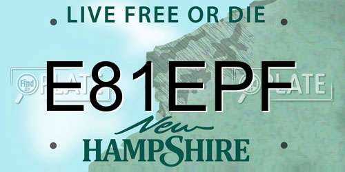 E81EPF New Hampshire License Plate